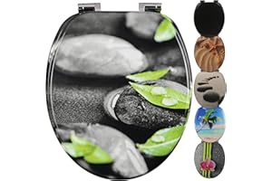 Yelcona WC Sitz mit Absenkautomatik mit Motiv, Klobrille mit hohem Sitzkomfort, WC Deckel mit robustem und stabilem Holzkern, hochwertiger Toilettendeckel aus Holz