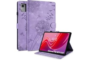 Rostsant Etui do Lenovo Tab M11, pokrowiec z dmuchawcem, wysokiej jakości skóra PU, etui z klapką, portfel, przegródki na karty, pokrowiec ochronny z funkcją podstawki do Lenovo Tab M11, fioletowy