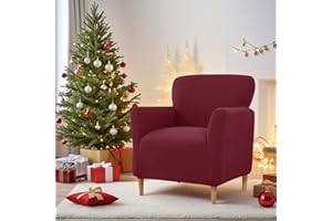 LiveGo Stretch Banquet Armchair Slipcover, Knit Chair Covers with Arms, Non-Slip Waterproof Chair Slipcover for Living Room, Office, Reception, and Pet-Friendly Furniture Protector (Wine Red)