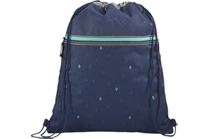 ‎COOCAZOO coocazoo Turnbeutel „Happy Raindrops”, blau, mit Reißverschlussfach und Kordelzug, reflektierende Elemente, Schlaufen zur Befestigung am Schulrucksack, 10 Liter, ab der 3. Klasse