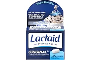 Lactaid Original Strength Lactose Intolerance Relief Caplets with Natural Lactase Enzyme, Dietary Supplement to Help Prevent Gas, Bloating & Diarrhea Due to Lactose Sensitivity, 120 ct.