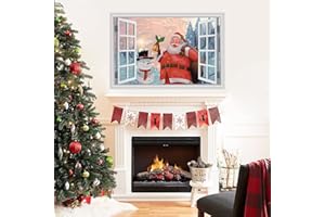 ANHUIB 3D Natalizie Adesivi,Sticker Murali Decorativi Natalizi,Adesivi da Parete Babbo Natale per Soggiorno,Rimovibile Adesivi Murali Natalizie per Camera da Letto Camera Bambini Decorazioni