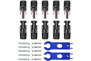 HULUWA 5 paires connecteur panneau solaire,Connecteurs de câble de panneau solaire mâle/femelle étanche IP67,Avec 1Paire Wrench,pour les panneaux solaires et autres connexions de câbles étanches en extérieur