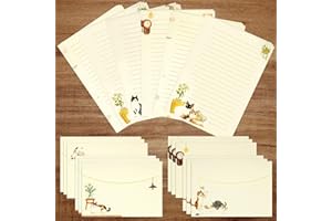 KSIWRE 36 PCS Writing Paper and Envelopes Set, Warm Cute Cat Themed Stationary Set Design for Invitations Gift Decorations Holiday Party, 24 Lined Stationery Paper with 12 Envelops