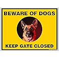 Green Panda-Beware of Dog German Shepherd Sign Board | Size-9x12inch | Thick Fiber Sheet.[Glossy Laminated]