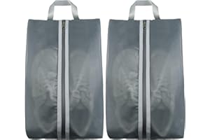 Moyad 2 Stück Schuhtasche Reise Schuhbeutel Große Schuhtaschen mit Reißverschluss Schuhorganizer Wasserdicht Aufbewahrungstasche Tragbar Transparent Schuhsack Reisezubehör Essentials für Männer Grau