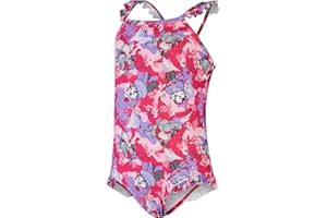 Speedo Girl's Learn to Swim Printed Frill Thinstrap Swimsuit | Chlorine Resistant | Quick Drying Swimsuit (Pack of 1)