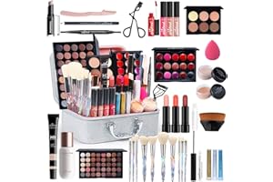 Professional Makeup Set,MKNZOME Make Up Set With Make-up Case Portable Travel Makeup Kit Birthday Xmas Makeup Gift Set Eyeshadow Palette Foudation Lip Gloss for Women Girls