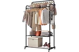 Solerconm portant à vêtements，portant penderie à porte manteau porte vêtements portant penderie avec roulettes pour chambre étagère de rangement porte manteaux