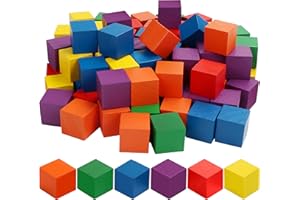 BELLE VOUS Blocchi in legno Superba (100 pezzi), 6 colori, 3x3x3 cm, per progetti fai-da-te, puzzle, giocattoli educativi e regali