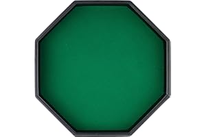 TOPTAN Dice Rolling Tray, Green Felt Lined PU Leather Octagon Dice Tray for Dungeon Crawler Games