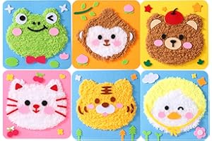 6 Stücke DIY Stickbilder Kinder Select Zone Nähset nähen Set Cartoon Tiere Nähspass für Kinder aus Wolle Bastelset Mädchen und Jungen ab 6 Jahre