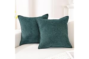 YSTELLAA Chenille Federe Cuscini Divano 50x50 2 Pezzi, Morbido Resistenti Federa Cuscino, Copricuscino Divano Con Forma Corazón Cerniera, Decorativi Fodere Cuscini Moderni, Verde Scuro