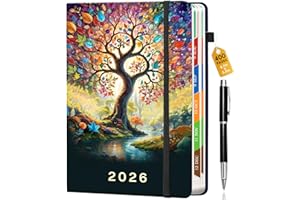 Pcuntslo Agenda 2026 Semainier A5 200 Feuilles (400 Pages) Carnet de Janvier-Décembre Bloc Note Journalier 21 x 14.5 cm Agenda Scolaire Planificateur Hebdomadaire Planner Notebook (Arbre saisonnier)