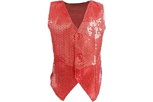 Carnavalife Chaleco lentejuela niño niña de hip hop Chaleco disfraz infantil fiesta baila fin de curso celebración 1 a 12 años