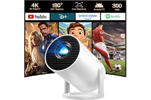 [Auto Keystone] HY300 Pro Projektor: 1080P med 4K-support, inbyggd Android 14 App, WiFi 6 & Bluetooth 5.4. Kortkastad, kompatibel med HDMI/iOS/Android/USB
