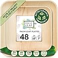 Chic Leaf Compostable & Biodegradable Palm Leaf Disposable Bamboo Plates - Disposable Party Plates for Appetizers - Party Supplies (10 & 7 Inch Square)