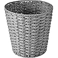 Zuvo Round Wicker Waste Paper Bin and Basket- Rubbish Basket for Bedroom, Bathroom, Offices or Home (Grey)