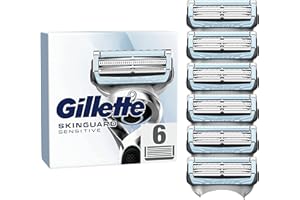 Gillette Lames De Rechange SkinGuard, Pack De 6 Cartouches De Lames De Rasoir Homme, Conçues Pour Un Rasage De La Peau Sensible, Compatibles Aussi Avec Manches Fusion Et ProGlide