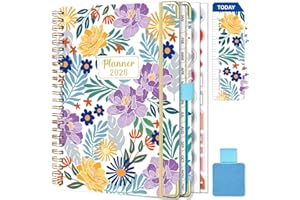Gumiho Agenda Semainier 2026 Spirale - A5 Planner (Janvier-décembre 2026)-Agenda Scolaire Avec boucle de stylo,Règle Signet & Autocollants de plan (Violet)