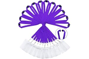 WEZEBEL 12 Pack Breakaway Lanyard with Card Holders, Durable Rainbow Neck Safety Lanyards Straps with Clear Waterproof Name Badge Holders in Bulk, Purple