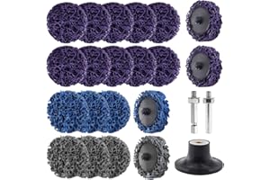 TOKSEO Pack of 20 CSD Sanding Disc, Purple/Blue/Black Cleaning Disc Set, Coarse Cleaning Disc, 50 mm Drill Sanding Discs for Removing Paint Layers, Rust and Oxidation