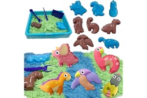 VBACALA Maleta Mágica de Arena para Niños con 500g Arena Magica, Juego de 8 Moldes de Dinosaurio,Juguete Sensorial Educativo, Regalo Ideal para Niños a Partir de 3+ Años