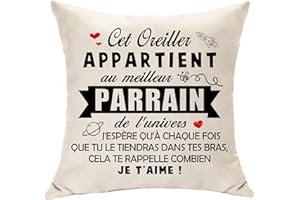 Hasodeo Housse de Coussin Décoration - Le Meilleur Parrain de l'Univers, Cadeau Original pour Hommes, Fête des Pères, Anniversaire