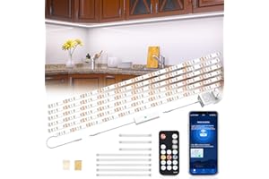wobsion Luci Led Cucina Sottopensile,Bluetooth 3M Striscia Led Bianco Freddo 6000K,Striscia LED Adesiva 6X50cm Dimmerabile,Barra Led Sottopensile 1500LM,Striscie led 220V Insieme A IR Telecomando