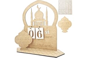 BAYMETY Ramadan Decorations Advent Calendar,1Pcs Eid Mubarak Decor Wooden Countdown Until Eid Calendars 2024 Kids DIY Make Your Kids Ramadan Advent Calendar Gifts Crafts For Islam Table Home Reminder Ornament