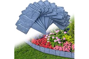 KXHHYB Bordura Per Giardino 20PCS - 5m Bordura Per Aiuola,25cm x 23cm bordatura antracite in Plastica Pietra Bordo per Prato Adatto in Plastica per Aiuole e Prati (antracite, 5 m, 20 pezzi)