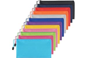 Bekecidi 12 Bolsas de Archivo con Cremallera A6, Impermeables Portacargas de Documentos Bolsillos con Cremallera, Bolsas de Almacenamiento con Cierre de Cremallera para Oficina Escuela