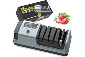 YOORLEAY Affilacoltelli elettrico 5 in 1, 3 velocità di rotazione, affilacoltelli elettrico regolabile, adatto per coltello a lama dritta, dentati, da tritare e forbici