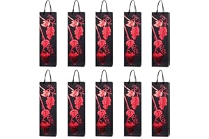DONDON 10 sacs à bouteilles sacs à cadeaux pour vin, prosecco et champagne 40 x 12 x 9 cm - vigne rouge - vin rouge