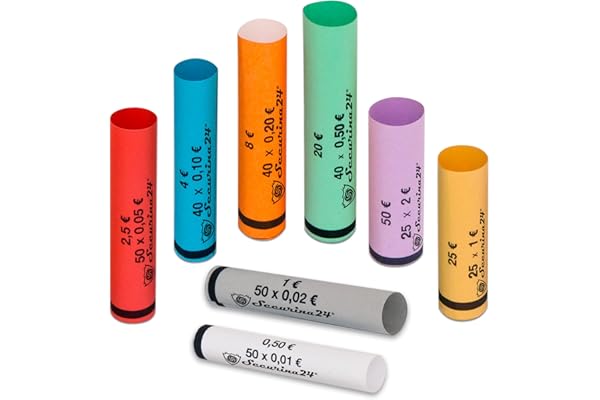 Securina24 Tubes pour pièces de Monnaie 1 Centime à 2 Euros, ou 119 pièces mélangées (119 pièces mélangées)