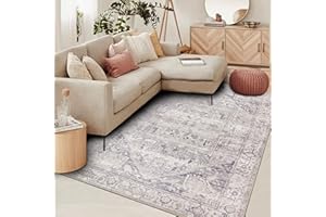 Homcomodar Boho Area Rug for Living Room 120x170cm Large Thin Carpet Distressed Comfortable Rug Machine Washable Bedroom Rug Short Pile Lightweight Rug for Dining Room Playroom