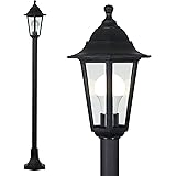 MiniSun Traditional Victorian Style 1.2m Black IP44 Outdoor Garden Lamp Post Bollard Light