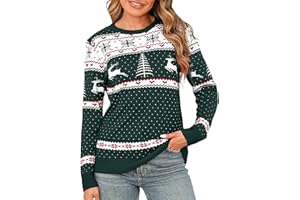 Totatuit Maglione Natalizio da Donna Maglione Lavorato a Maglia Maglione Invernale da Donna con Fiocchi di Neve e Renne