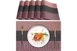 Lumaca Manteles Individuales Lavables, Juego de 6 Salvamanteles Individuales (70% PVC y 30% Poliéster), Fácil Limpieza, Resistentes al Calor, Antideslizantes, para Mesa de Cocina y Restaurantes,Rojo