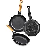 BRA Efficient Orange Juego de 3 Sartenes de Aluminio Fundido, 18/22/26 cm de Diámetro, Antiadherente y 100% Libre de PFOA, pa