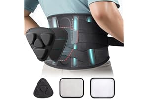 TANGSOO Rückenbandage für Männer Frauen Rückenstützgürtel zur Schmerzlinderung im Unteren Rücken mit 3 Arten von Ersatz-Lendenpolstern, Taillenstütze für Bandscheibenvorfall, Ischias, Skoliose (Schwarz, XL)