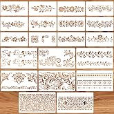 Set of 20 Reusable Vintage Floral Stencils | For painting on wood, walls, canvas and furniture; drawing stencils for DIY craf