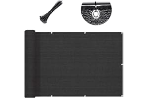 SUNLAX 3'x10' Black Balcony Privacy Screen Fence Windscreen Cover Fabric Shade Netting Mesh Cloth with Grommets UV Protection for Patio, Backyard, Porch, Railing Shield 90%