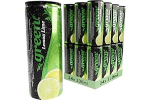 GREEN COLA Green Lemon Lime - Low Calorie Soft Drinks - Sparkling Lemon Lime Flavour - No Added Sugar, Sweetened with Stevia, No Aspartame - Alternative Fizzy Drink - Bulk Pack 24 Cans x 330ml