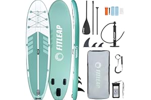 Fitleap Premium Stand Up Paddle Board aufblasbar - SUP Board Set mit Hochdruckpumpe, verstellbarem Paddel und Rucksack - Ideal für Anfänger und Profis - Perfekt für Yoga, Surfen und Wassersport