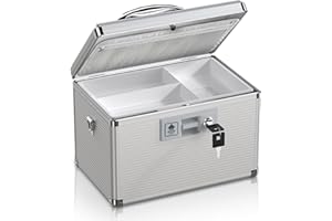 ZORVIDSON Medicine Lock Box with Key, Portable Medication Lock Box with Removeable Tray, Medicine Storage Box for Home (Silver, Medium)
