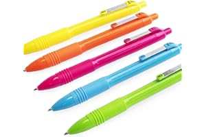 Zebra Z-Grip - Penna a sfera liscia, 1,0 mm, inchiostro nero, 1 pezzo per fusto neon - confezione da 5