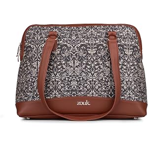 ZOUK Carry All Work Bag | Jute | Vegan Leather Handcrafted Women's Shoulder Bag with Double Handles