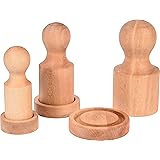 dobar Töpfe 3x Große Papier-/Blumentopfpresse aus Holz rund, Durchmesser 7 cm 9 cm 11 cm, buche geölt beige