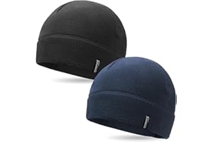 Outdoor Shaping 2 Pack Tactical Fleece Cap Winter Warm Beanie Multi-Season Watch Cap Military Army Beanie for Men Women, Schwarz/Marineblau